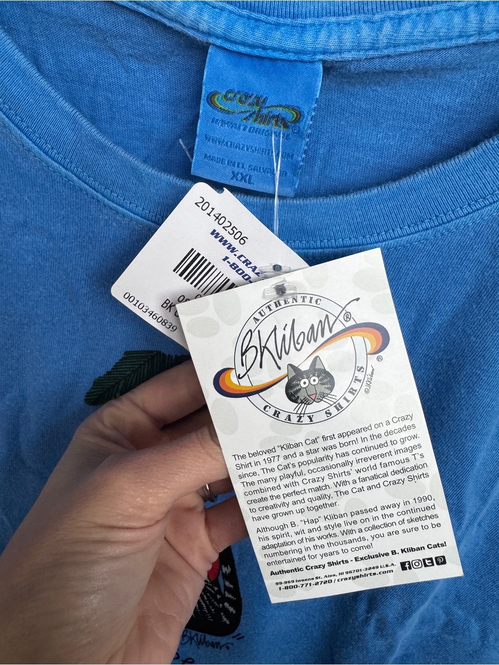 NEW NWT XXL Blue 'Meowie Christmas' B. Kliban Hawaii Crazy Shirts Tee - Picture 5 of 10